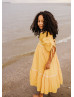 Mustard Yellow Cotton Crepe Boho Beach Twirl Flower Girl Dress